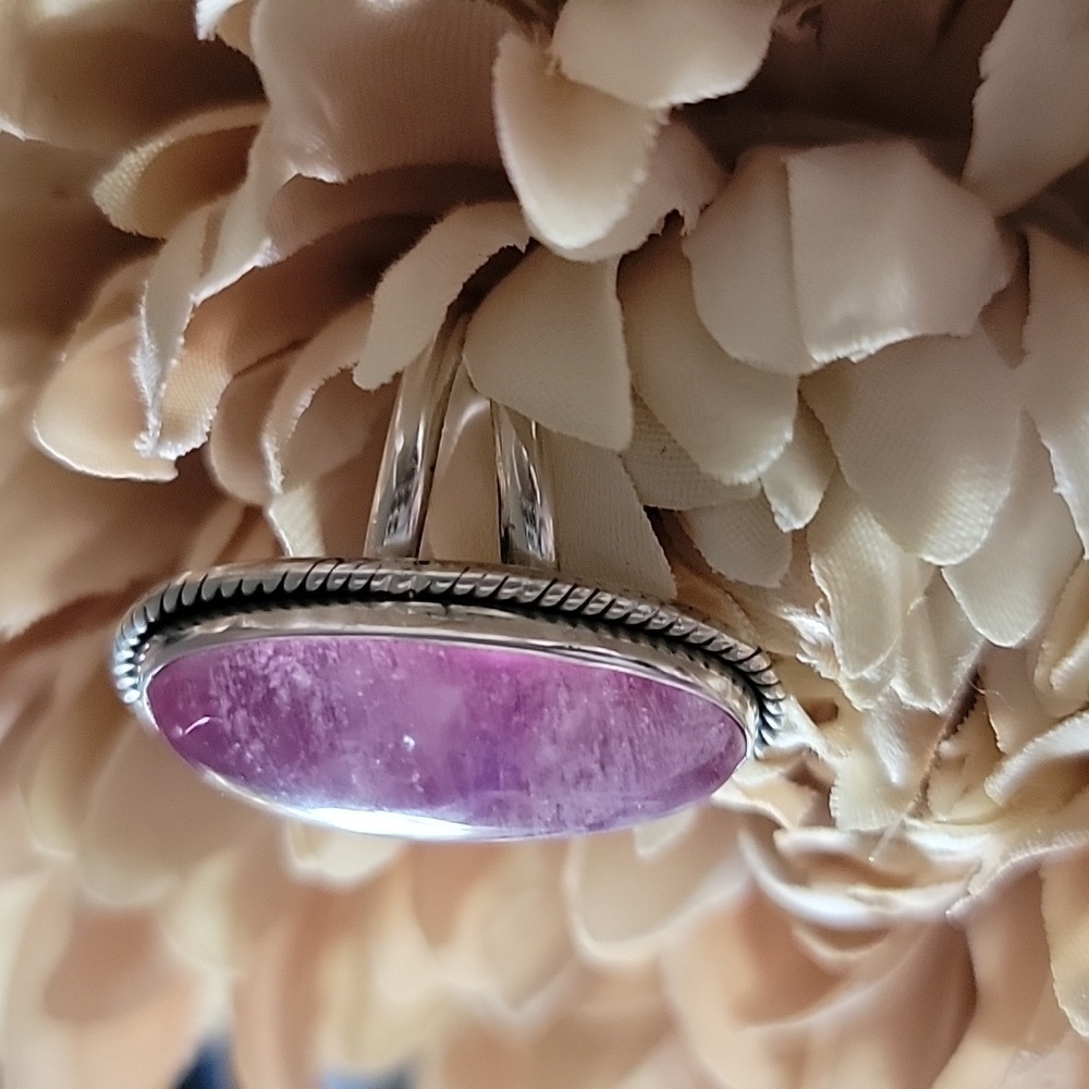 Solid Sterling Silver Pink Moonstone Ring Size 8 … - image 2